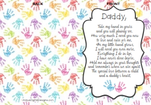 Card - Fathers Day hands poem design preview