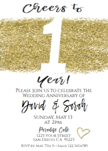 Invite - Anniversary Gold Swatch 1 year design preview