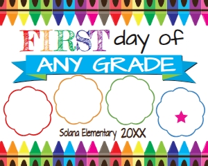 Back to School - FIrst Day Crayon White Colored Circles 16x20: Back to School Sign - First Last Day Crayon White Colored Circles