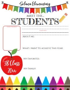 Meet the Students - Worksheet Flyer Crayons design preview