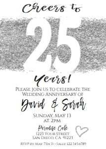 Invite - Anniversary Silver Glitter 5x7 design preview