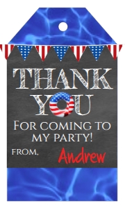 Hang Tag - Pool Party thank you TAG: Invite - 4th of July Pool Party Flag Rings