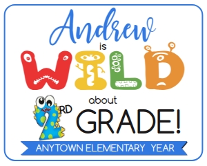 SIGN - Wild about School Monster 16x20 3rd Grade: School Sign - Wild about School Monsters