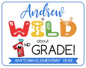SIGN - Wild about School Monster 16x20 2nd Grade: School Sign - Wild about School Monsters