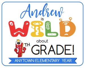 SIGN - Wild about School Monster 16x20 8th Grade: School Sign - Wild about School Monsters