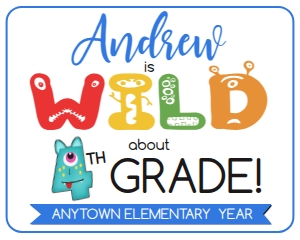 SIGN - Wild about School Monster 16x20 5th Grade: School Sign - Wild about School Monsters