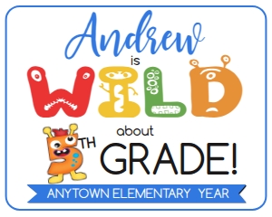 SIGN - Wild about School Monster 16x20 6th Grade: School Sign - Wild about School Monsters