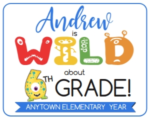 SIGN - Wild about School Monster 16x20 7th Grade: School Sign - Wild about School Monsters