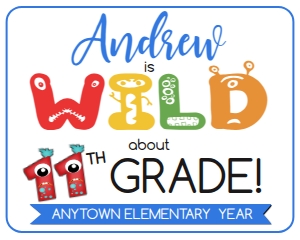 SIGN - Wild about School Monster 16x20 11th Grade: School Sign - Wild about School Monsters