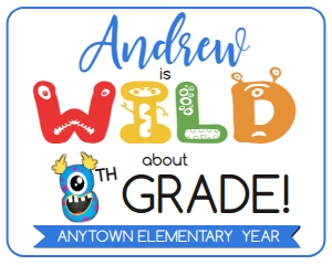 SIGN - Wild about School Monster 16x20 9th Grade: School Sign - Wild about School Monsters