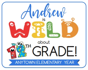 SIGN - Wild about School Monster 16x20 12th Grade: School Sign - Wild about School Monsters