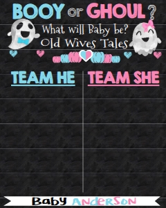 Gender Reveal Cast Vote - Ghost Booy Ghoul Pink Blue Halloween 16x20: Gender Reveal - Ghoul or Booy Signs Chalkboard