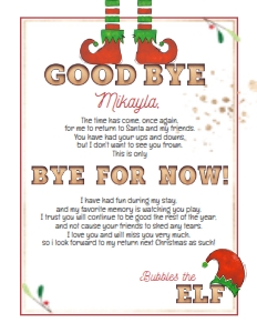 Letter - Red Elf Goodbye Letter Christmas Marquee 8.5x11: Elf - Christmas Bundle Marquee Gold