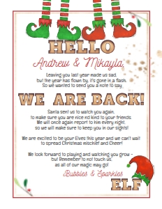 Letter - Red Elf Arrival Letter 2 Elves Christmas Marquee 8.5x11: Elf - Christmas Bundle Marquee Gold