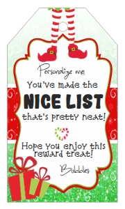 Gift Tags - Elf Green Glitter Nice List: Elf Kit - Christmas Glitter Green