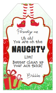 Gift Tags - Elf Green Glitter Gift Naughty List: Elf Kit - Christmas Glitter Green