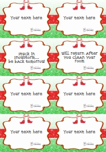 Note Cards - Elf Christmas Green Glitter 3.5x2.5: Elf Quarantine Kit letter first - Green Glitter