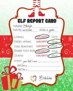 Sign - Elf Report Card Christmas Green Glitter 8x10: Elf Kit - Christmas Glitter Green