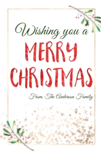 Wine Bottle - Merry Christmas 4x6: Wine Bottle Label - Merry Christmas Gold Leaf