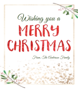 Wine Bottle - Merry Christmas 3.5x4: Wine Bottle Label - Merry Christmas Gold Leaf