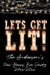 Wine Bottle - Lets Get Lit New Years Marquee 4x6: Wine Bottle - Lets Get Lit New Years