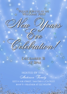 Invite - New Years Eve Celebration Blue Lights design preview