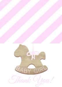 Thank You - Christmas Ornament Rocking Horse 5x3.5 Girl: Baby Shower - Christmas Ornament Rocking Horse Clean Elegant