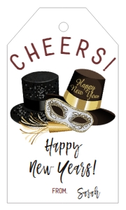 Favor Tags - New Years Eve Hats White 2x3.5: Invite - New Years Eve - Party Hats White