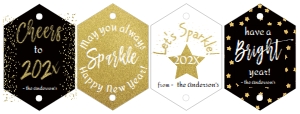 Sparkler Tags - New Years Black Glitter design preview