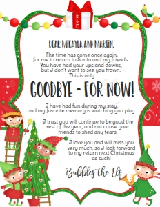Elf Letter - Christmas Tree Gift Goodbye 8.5x11: Elf - Goodbye Tree Glitter Trim