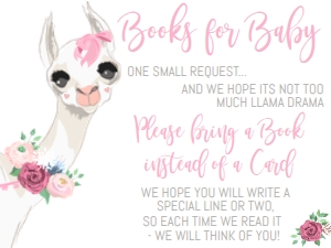 Books for Baby - Llama Glitter Gold Pink 4x3: Baby Shower - Mama Llama Watercolor Wreathe
