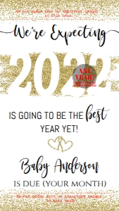 Phone - Baby Announcement New Year Best Year 2020 Digital WHITE: Sign - Baby Announcement Gold Glitter 202x
