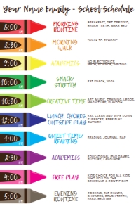 Sign - Home School Schedule Crayons 11x17: SIGN - Home School Daily Schedule Crayons