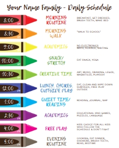 Sign - Home School Schedule Crayons 16x20: SIGN - Home School Daily Schedule Crayons
