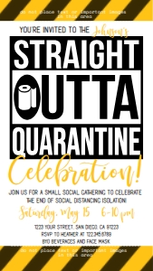 Invite - Straight Outta Quarantine Party Phone Electronic: Invite - Straight Outta Quarantine Yellow Black