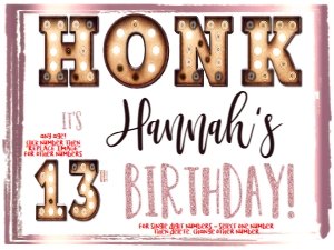 Sign - Honk its my Birthday Marquee Rose Gold Glitter 18x24: Yard Sign - Marquee Honk Birthday