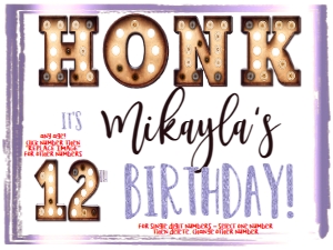 Sign - Honk its my Birthday Marquee Purple Glitter 18x24: Yard Sign - Marquee Honk Birthday