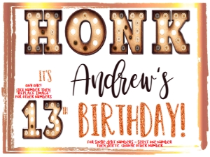 Sign - Honk its my Birthday Marquee Orange Glitter 18x24: Yard Sign - Marquee Honk Birthday