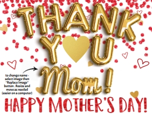 Sign - Thank You Mom Gold Balloon 18x24 - Red: Sign - Thank You Mom Mothers Day Gold Balloons