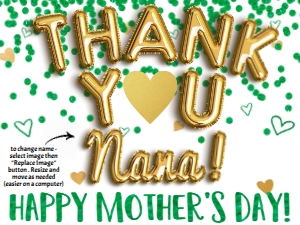 Sign - Thank You Mom Gold Balloons 18x24 - Green: Sign - Thank You Mom Mothers Day Gold Balloons