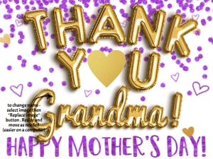 Sign - Thank You Mom Gold Balloons 18x24 - Purple: Sign - Thank You Mom Mothers Day Gold Balloons