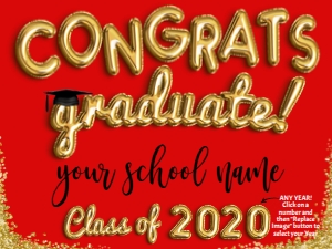 Sign - Congrats Graduate Gold Balloons RED 18x24: Yard Sign - Congrats Graduate Gold Balloon Glitter