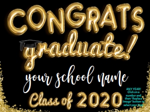 Sign - Congrats Graduate Gold Balloons BLACK 18x24: Yard Sign - Congrats Graduate Gold Balloon Glitter