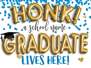 Sign - Honk a Preschool Graduate Lives here Gold Balloon 18x24: Sign - Honk Graduate Gold Balloons