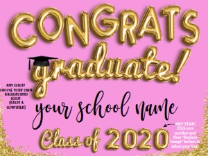 Sign - Congrats Graduate Gold Balloons YOU CHOOSE 18x24: Yard Sign - Congrats Graduate Gold Balloon Glitter