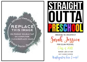Graduation Announcement - Straight Outta Preschool - 5x7 with Photo Rainbow: Invite - Straight Outta Preschool