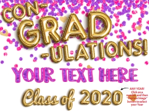 Sign - ConGRADulations Class of 2020 - Purple Pink 18x24: Sign - ConGRADulations Glitter White Class of Gold Balloons