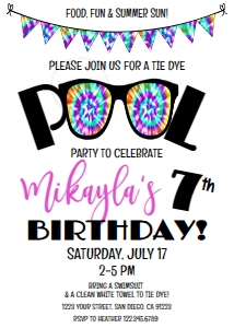 Tie Dye Birthday - Sunglasses Girl design preview