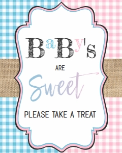 Baby Q - Table Sign - Sweets 8x10 - Blue / Pink: Kit - BabyQ Blue Pink Gingham Burlap