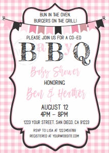 Invite - BabyQ Baby Shower Pink Girl Gingham White 5x7: Kit - BabyQ Blue Pink Gingham Burlap